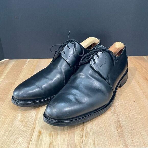 Sanders of England DIPLOMAT Collection BUDAPEST Black Leather plain Toe Oxford. - Picture 1 of 12